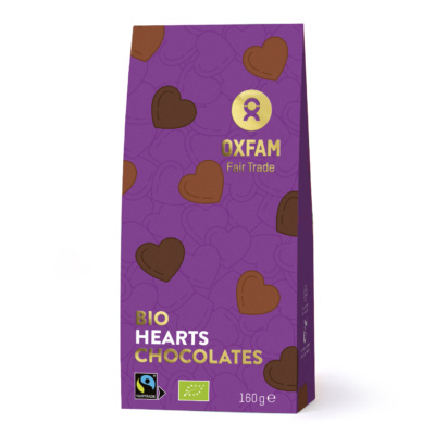 Organic filled chocolate hearts