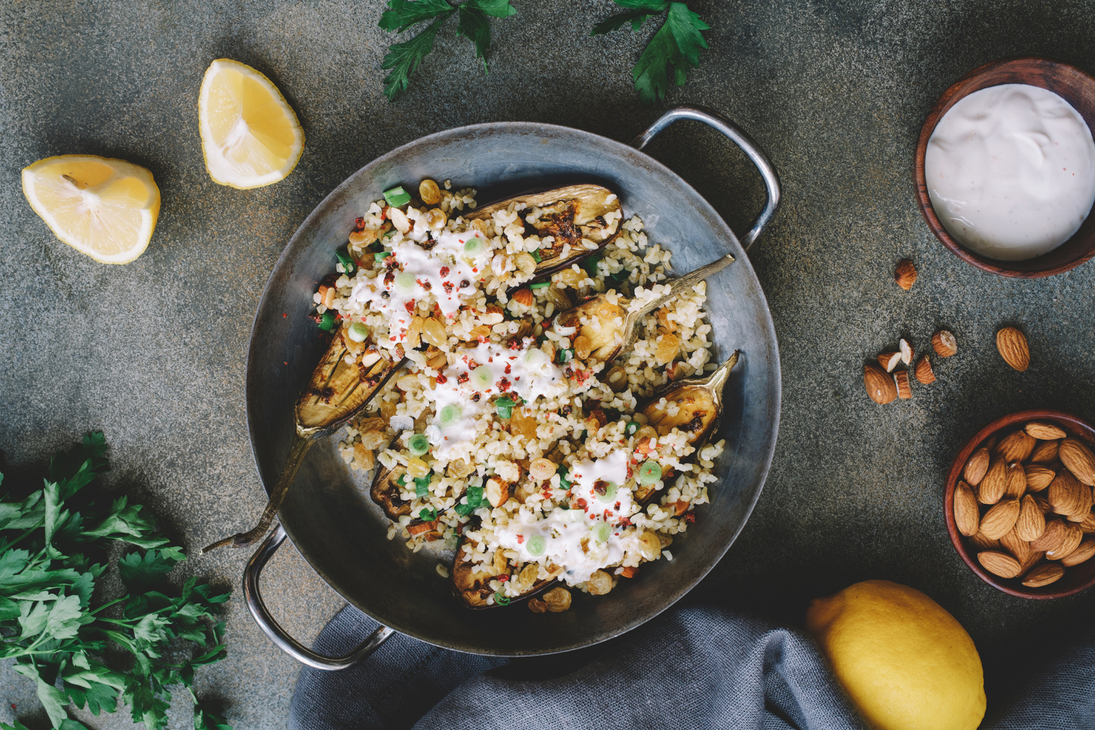 Gevulde aubergines